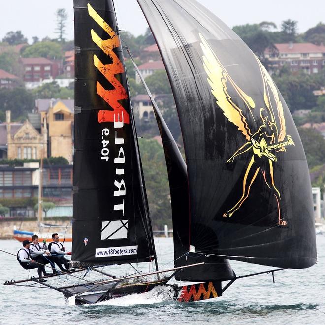Triple M finds enough wind to draw three strings on the way to victory – 18ft Skiffs Spring Championship ©  Frank Quealey / Australian 18 Footers League